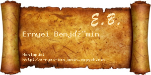 Ernyei Benjámin névjegykártya